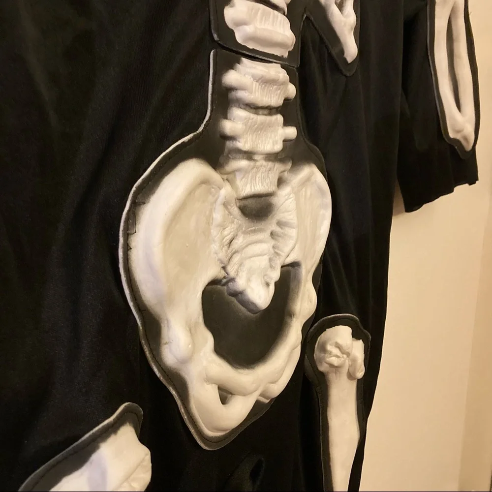 Halloween Costume Skeleton 3D Raised Bones Glow in Dark Child Large 12 14